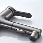 Pull-out simple bathroom sink tap 1 hole single lever faucet