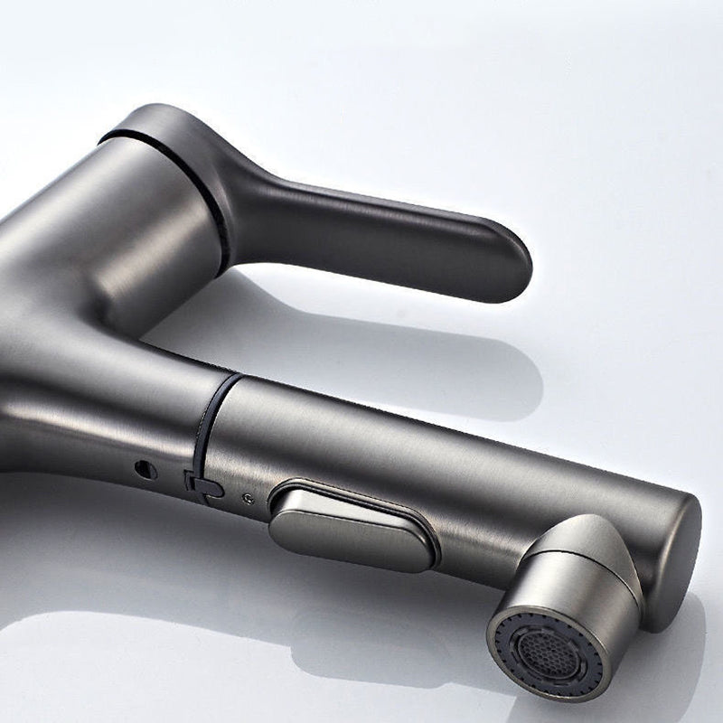 Pull-out simple bathroom sink tap 1 hole single lever faucet