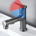 Pull-out simple bathroom sink tap 1 hole single lever faucet