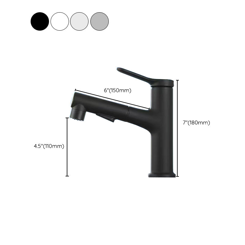 Pull-out simple bathroom sink tap 1 hole single lever faucet