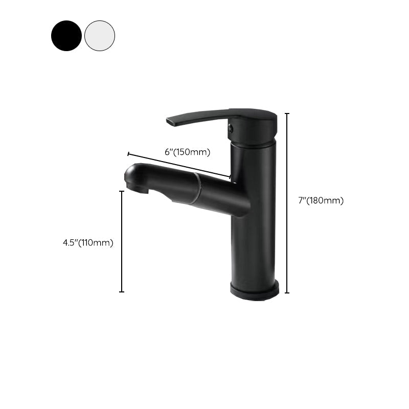 Pull-out simple bathroom sink tap 1 hole single lever faucet