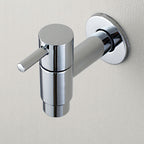 Contemporary Wall-Mounted Bathroom Faucet Single Hole Low Arc Solid Brass Circular Faucet