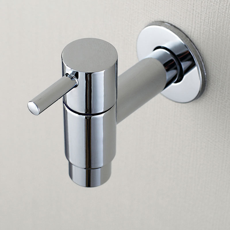 Contemporary Wall-Mounted Bathroom Faucet Single Hole Low Arc Solid Brass Circular Faucet