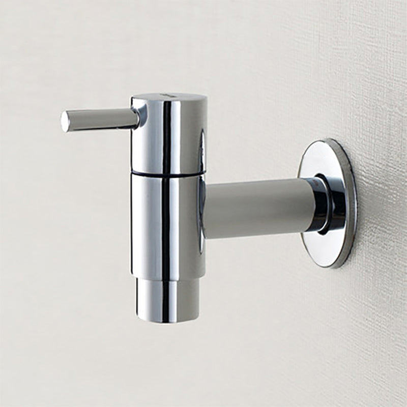 Contemporary Wall-Mounted Bathroom Faucet Single Hole Low Arc Solid Brass Circular Faucet
