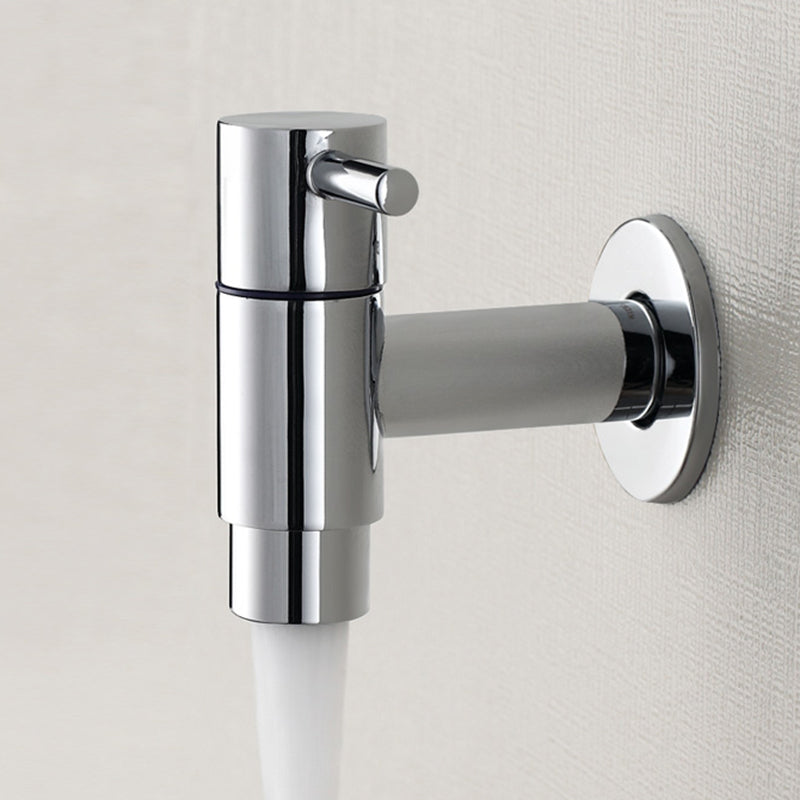 Contemporary Wall-Mounted Bathroom Faucet Single Hole Low Arc Solid Brass Circular Faucet