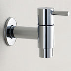 Contemporary Wall-Mounted Bathroom Faucet Single Hole Low Arc Solid Brass Circular Faucet