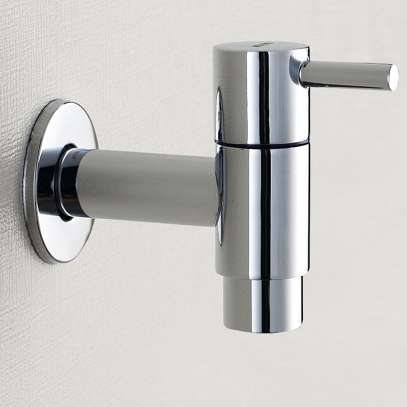 Contemporary Wall-Mounted Bathroom Faucet Single Hole Low Arc Solid Brass Circular Faucet
