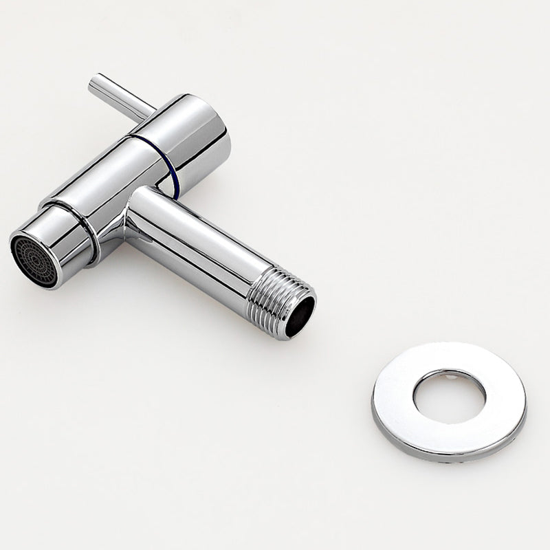 Contemporary Wall-Mounted Bathroom Faucet Single Hole Low Arc Solid Brass Circular Faucet