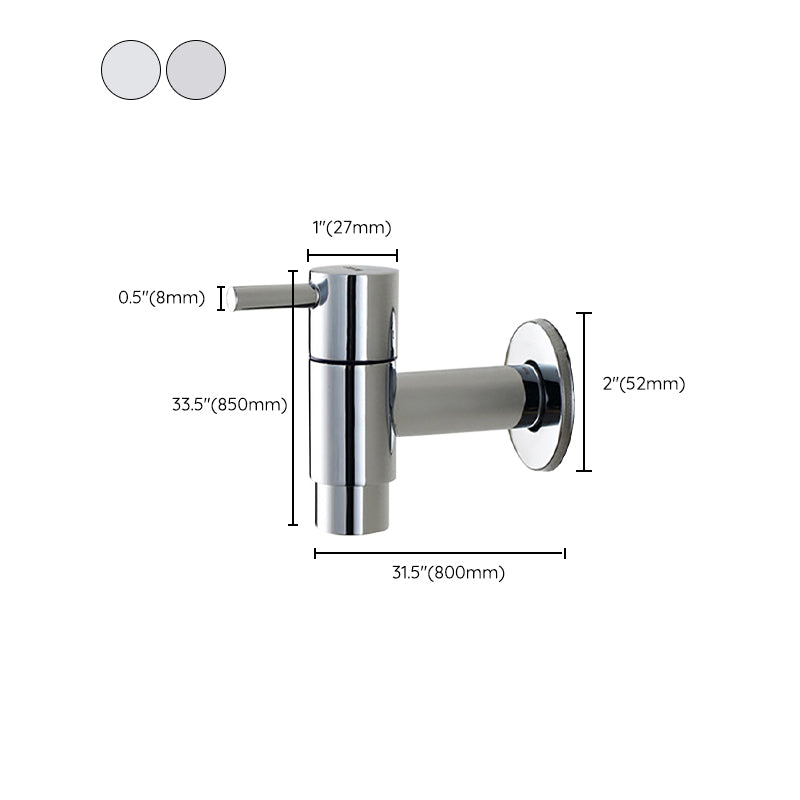 Contemporary Wall-Mounted Bathroom Faucet Single Hole Low Arc Solid Brass Circular Faucet