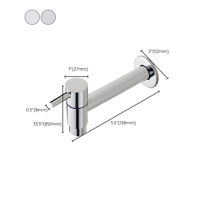 Contemporary Wall-Mounted Bathroom Faucet Single Hole Low Arc Solid Brass Circular Faucet