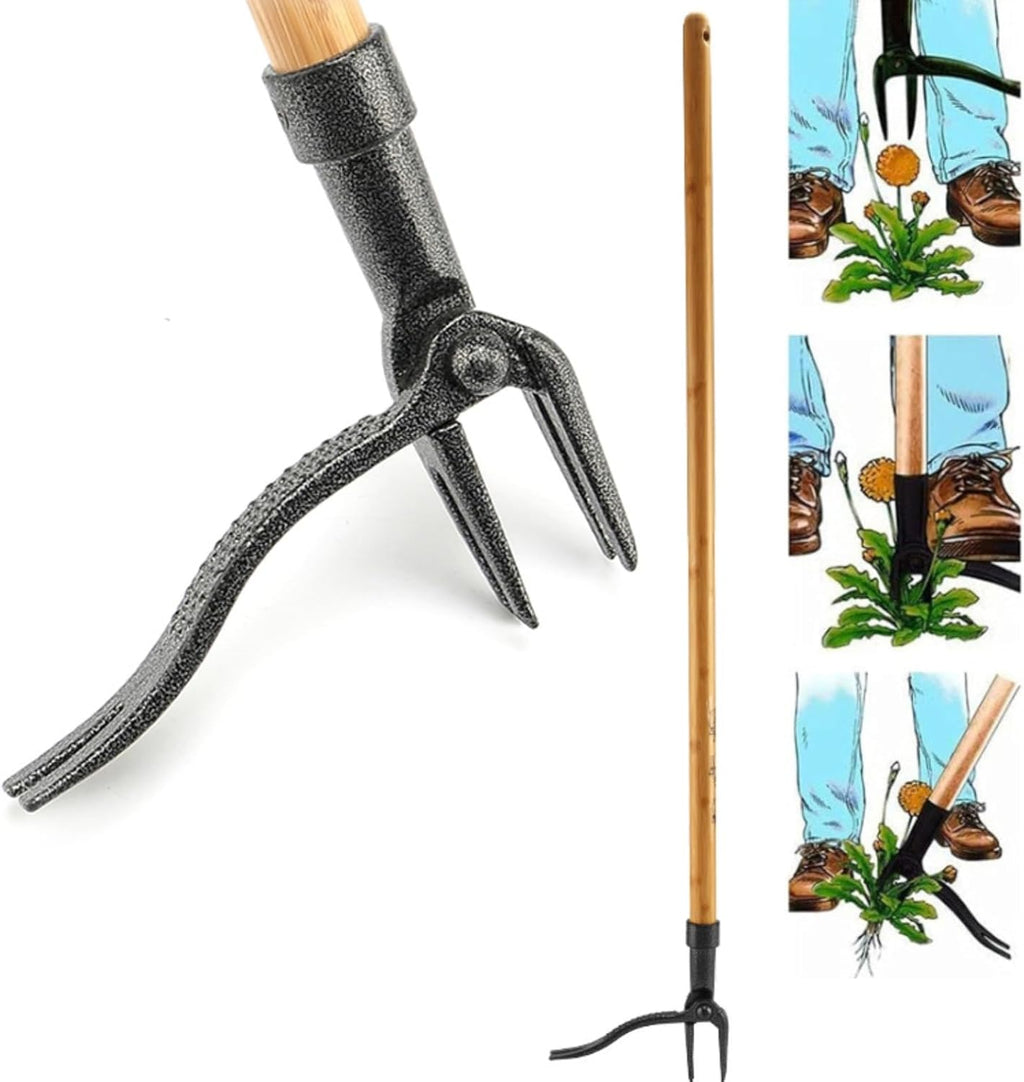 Weed puller with 4-claw head – Effective garden tool made of iron for root removal