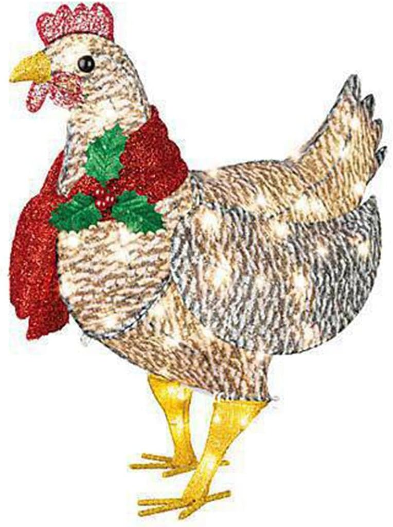 WinterHen LED Chicken with Scarf – Illuminating Christmas Decoration for Indoor and Outdoor