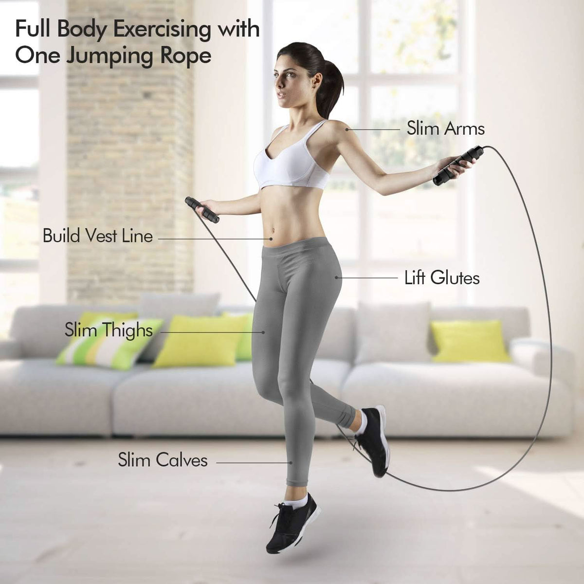 Adjustable skipping rope with Tangle-Free technology