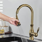 Brass Kitchen Faucet Pull Out Mixer Sink Water Tap 360 Rotation Single Handle