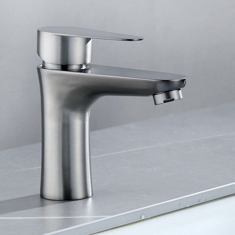Contemporary Stainless Steel Sink Faucet Lever Handles Low Arc Sink Faucet