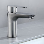 Contemporary Stainless Steel Sink Faucet Lever Handles Low Arc Sink Faucet