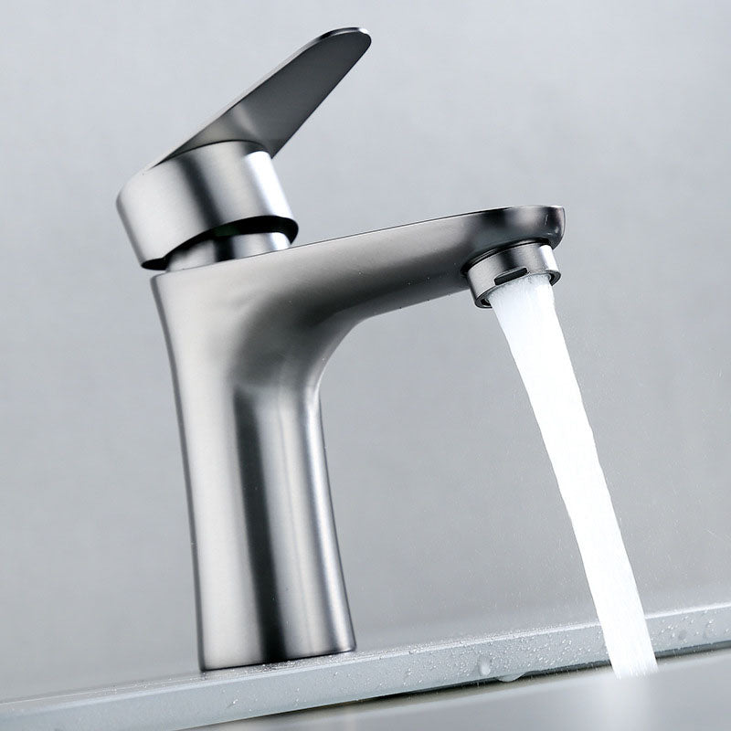 Contemporary Stainless Steel Sink Faucet Lever Handles Low Arc Sink Faucet