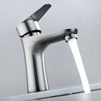 Contemporary Stainless Steel Sink Faucet Lever Handles Low Arc Sink Faucet