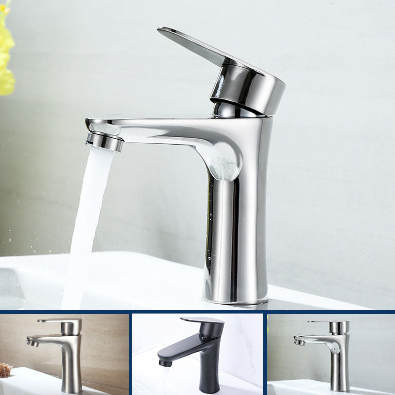Contemporary Stainless Steel Sink Faucet Lever Handles Low Arc Sink Faucet
