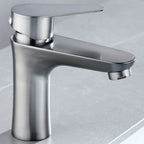 Contemporary Stainless Steel Sink Faucet Lever Handles Low Arc Sink Faucet