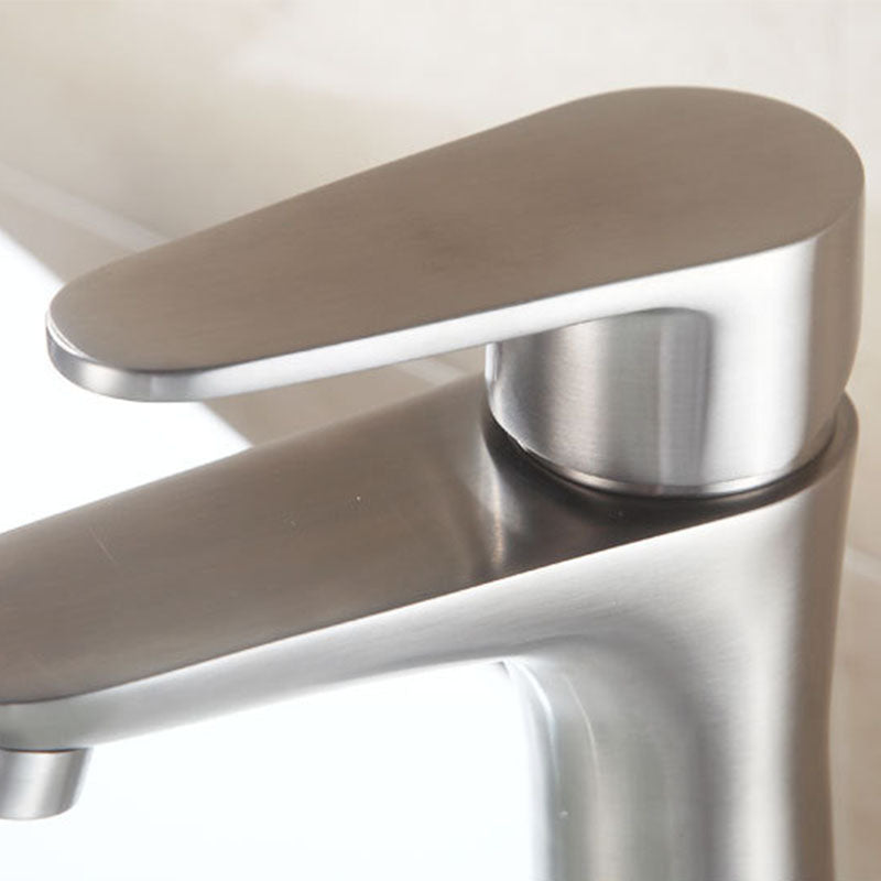 Contemporary Stainless Steel Sink Faucet Lever Handles Low Arc Sink Faucet