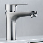 Contemporary Stainless Steel Sink Faucet Lever Handles Low Arc Sink Faucet