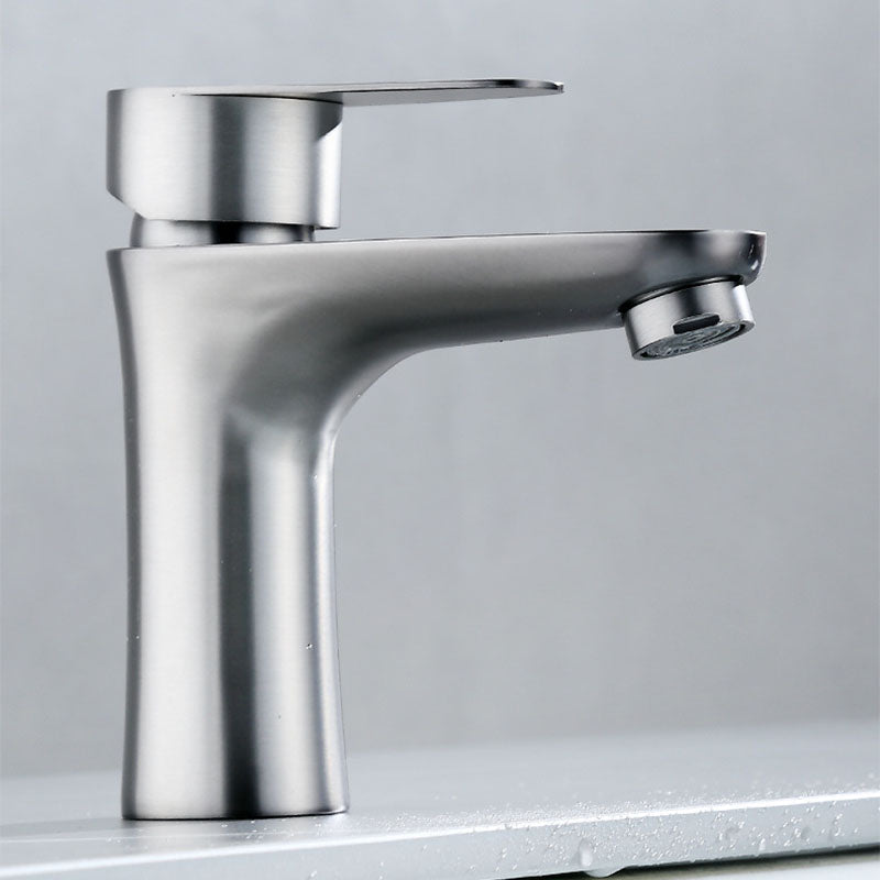 Contemporary Stainless Steel Sink Faucet Lever Handles Low Arc Sink Faucet