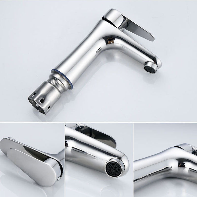 Contemporary Stainless Steel Sink Faucet Lever Handles Low Arc Sink Faucet