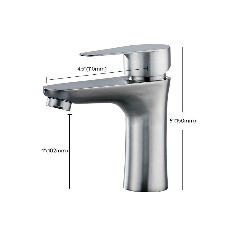 Contemporary Stainless Steel Sink Faucet Lever Handles Low Arc Sink Faucet