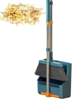 Large Broom and Dustpan Set – Long Handle with 180° Rotating Broom Head – Clavira