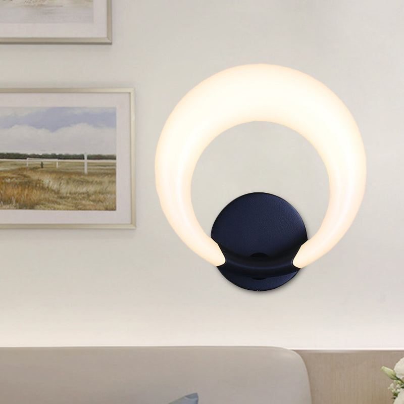 LED Nightstand Wall Lamp Nordic Style White/Black Wall Light with Circle Moon Acrylic Shade