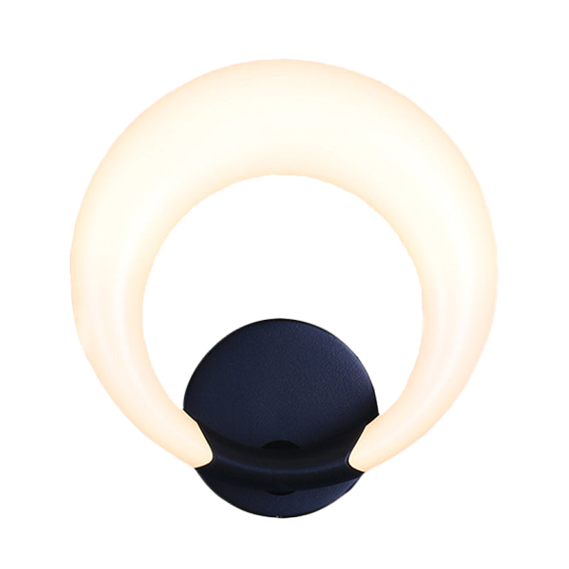 LED Nightstand Wall Lamp Nordic Style White/Black Wall Light with Circle Moon Acrylic Shade