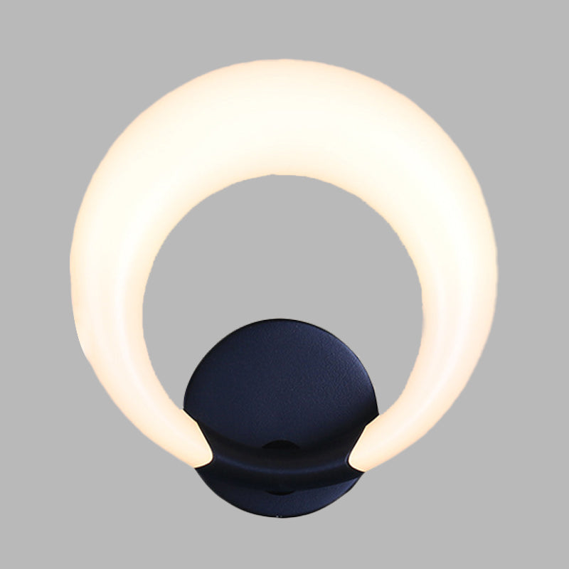 LED Nightstand Wall Lamp Nordic Style White/Black Wall Light with Circle Moon Acrylic Shade