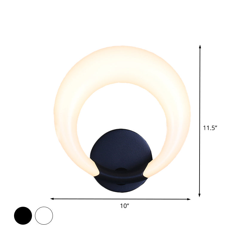 LED Nightstand Wall Lamp Nordic Style White/Black Wall Light with Circle Moon Acrylic Shade