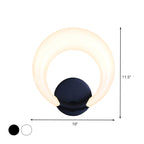 LED Nightstand Wall Lamp Nordic Style White/Black Wall Light with Circle Moon Acrylic Shade