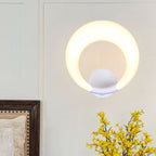LED Nightstand Wall Lamp Nordic Style White/Black Wall Light with Circle Moon Acrylic Shade