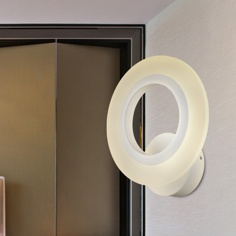 Modern LED Wall Mounted Light White Ring Wall Lamp with Acrylic Shade in Warm/White Light