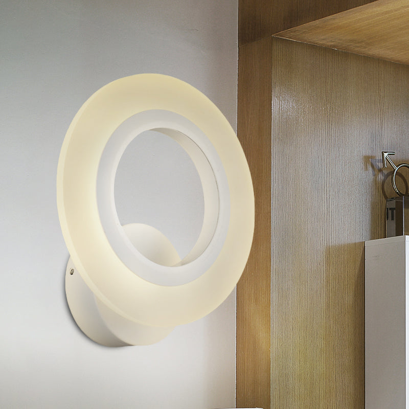 Modern LED Wall Mounted Light White Ring Wall Lamp with Acrylic Shade in Warm/White Light