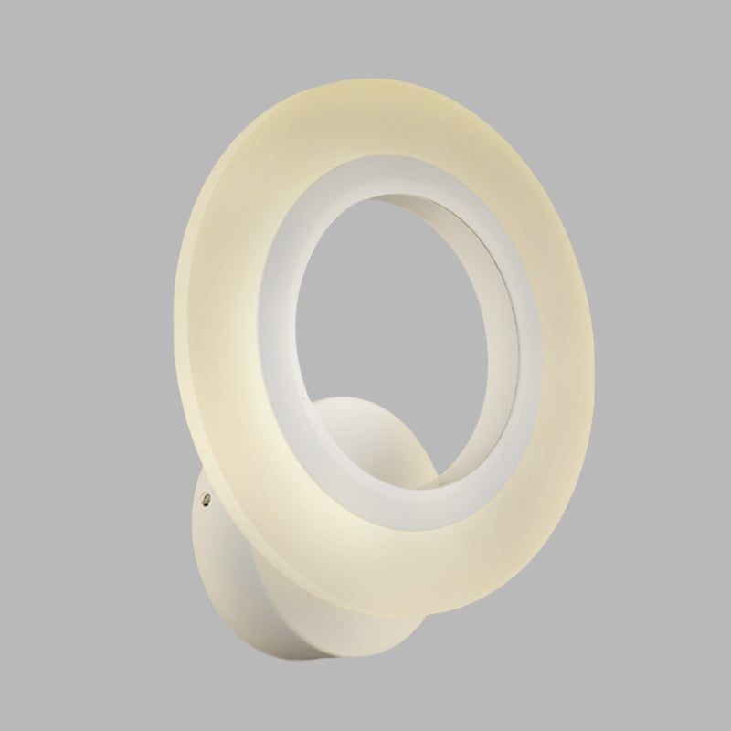 Modern LED Wall Mounted Light White Ring Wall Lamp with Acrylic Shade in Warm/White Light