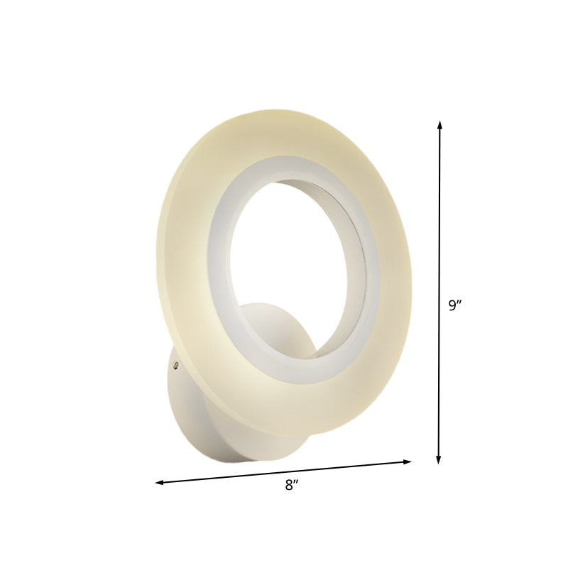 Modern LED Wall Mounted Light White Ring Wall Lamp with Acrylic Shade in Warm/White Light