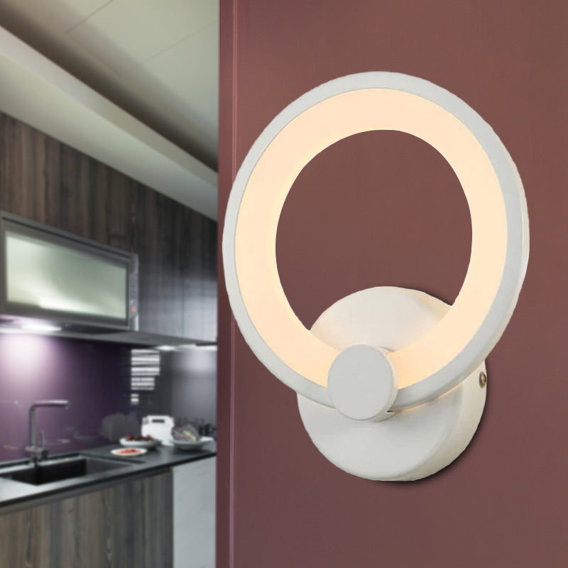 White Hoop Wall Spotlight Lighting Simple LED Acrylic Wall-Mounted Lamp Light for Corner
