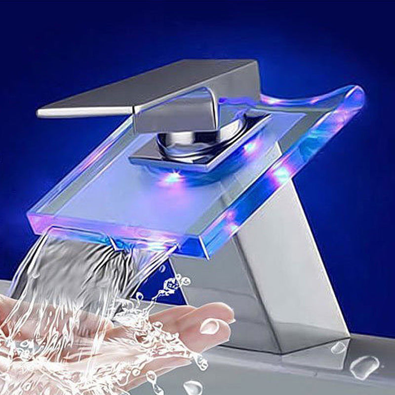 1-Handle Basin Mixer 1-Hole Copper Sink Tap with LED Lighting
