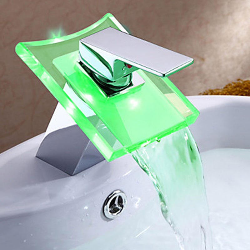 1-Handle Basin Mixer 1-Hole Copper Sink Tap with LED Lighting