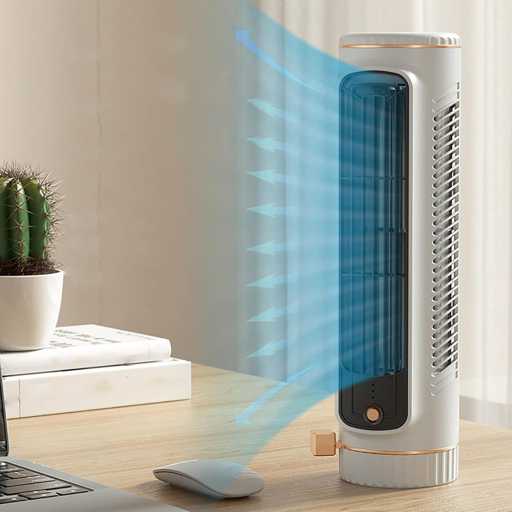 USB Rechargeable Desktop Tower Fan – Ultra-Quiet 3-Speed Circulator with Wide-Angle Airflow