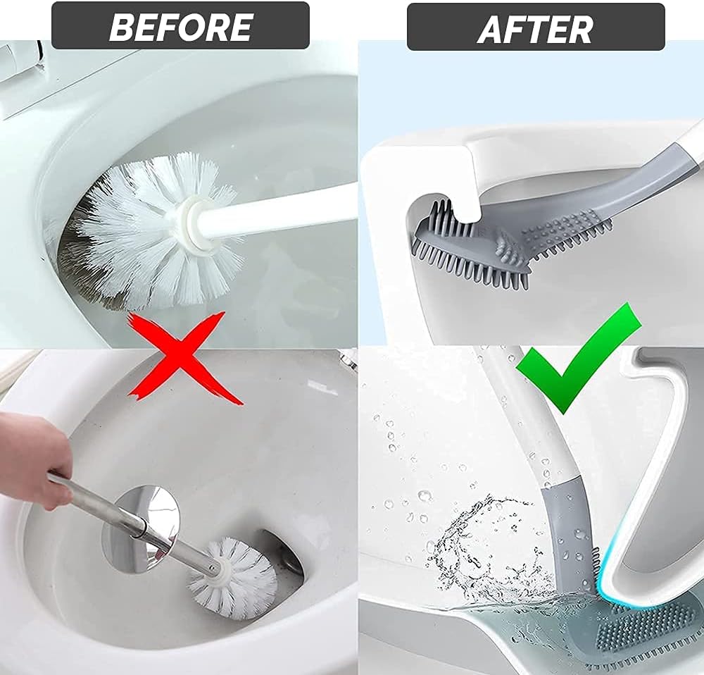 Toilet Brush with Silicone Head and Holder