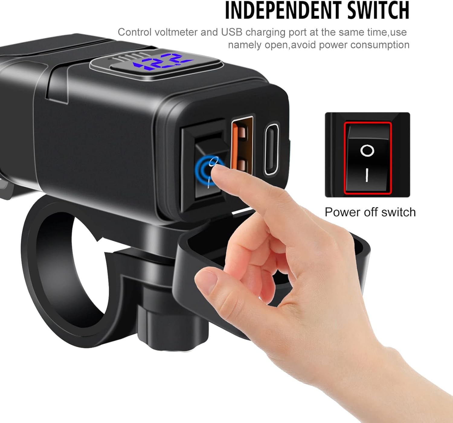 Motorcycle USB & Type-C Fast Charger with Voltmeter – Drayvik