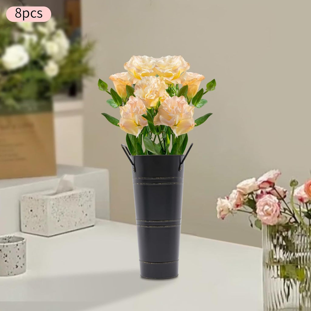 Retro Iron Flower Bucket with Handles – Decorative Metal Flower Pot for Home
