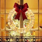 Front Door Wreath Bowknot Luminous LED Light Christmas Garland