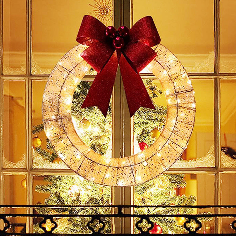Illuminated Christmas Wreath, 19.7-Inch Handmade Design with 140 LED Lights