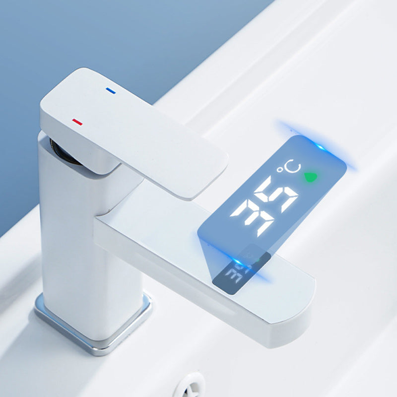 Contemporary sink faucet Digital display Monochrome Low arch basin Bathroom sink